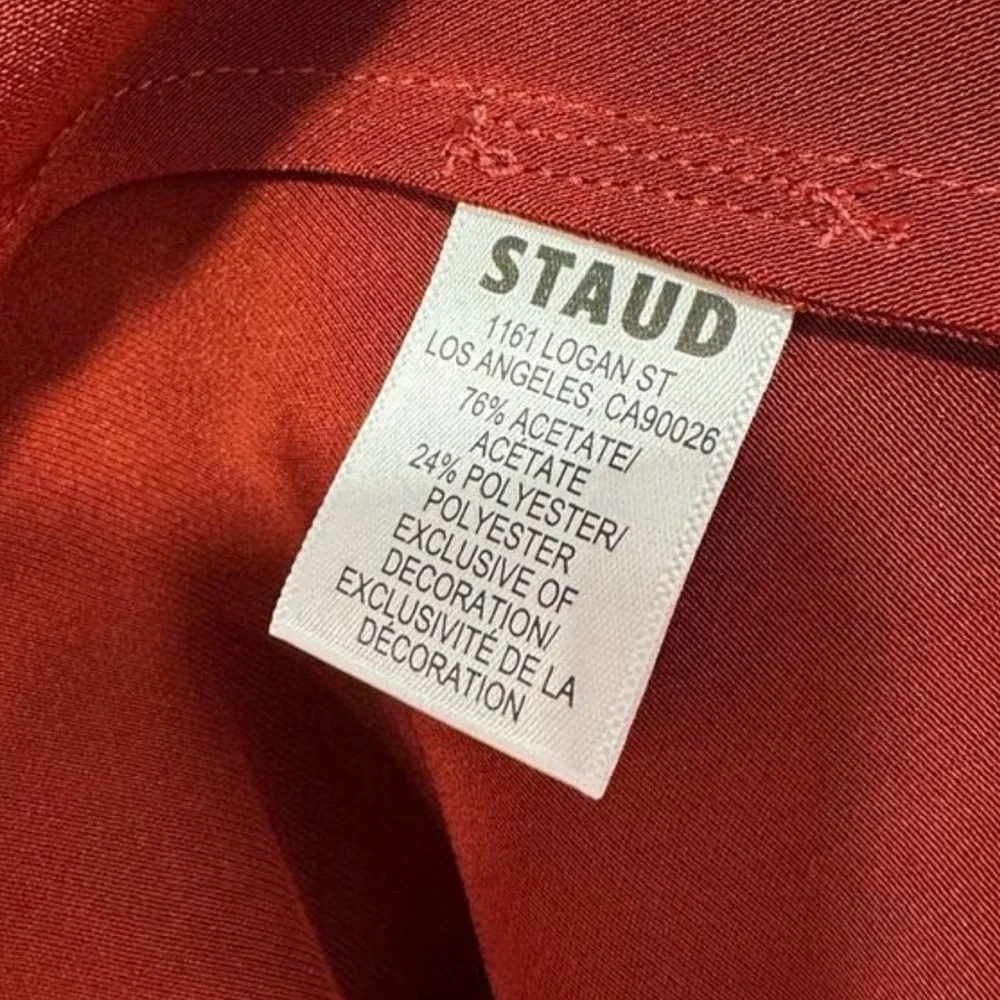 NWT STAUD Cadence Embellished Satin Maxi Dress Brick Retails $595 - Picture 5 of 9